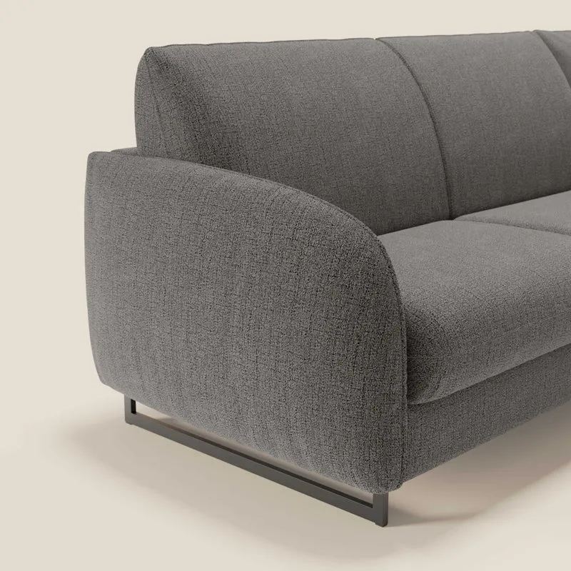 Ninfea Canapé d'angle convertible avec chaise longue coffre, matelas H18 cm et pieds en métal en tissu imperméable T03 anthracite