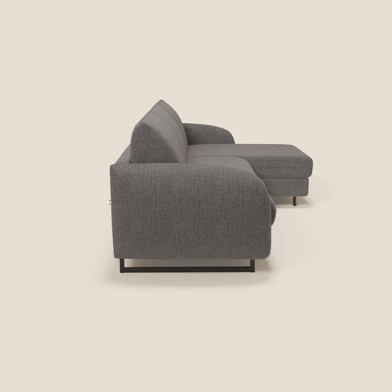Ninfea Canapé d'angle convertible avec chaise longue coffre, matelas H18 cm et pieds en métal en tissu imperméable T03 anthracite