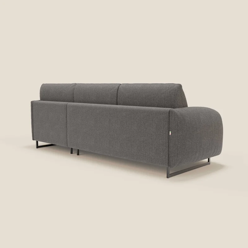 Ninfea Canapé d'angle convertible avec chaise longue coffre, matelas H18 cm et pieds en métal en tissu imperméable T03 anthracite