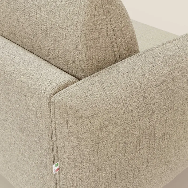 Ninfea Canapé d'angle convertible avec chaise longue coffre, matelas H18 cm et pieds en métal en tissu imperméable T03 beige