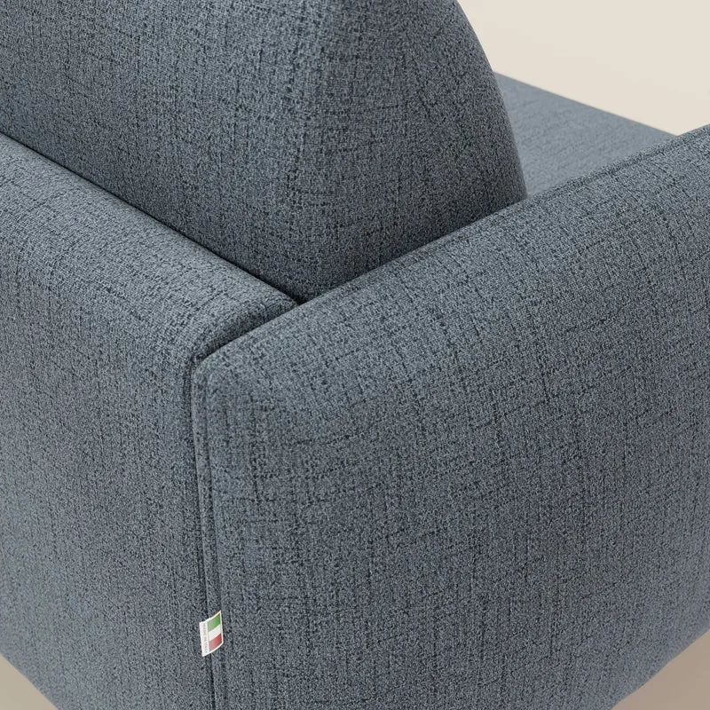 Ninfea Canapé d'angle convertible avec chaise longue coffre, matelas H18 cm et pieds en métal en tissu imperméable T03 bleu