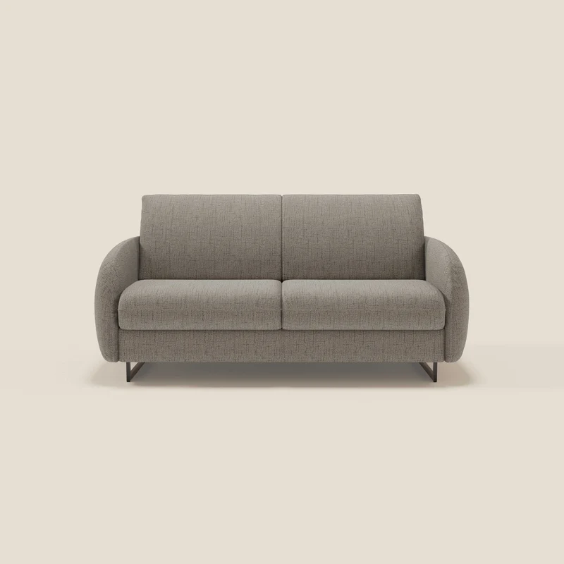 Ninfea Canapé convertible de design avec pieds hauts en métal et matelas H18 cm en tissu imperméable T03 taupe