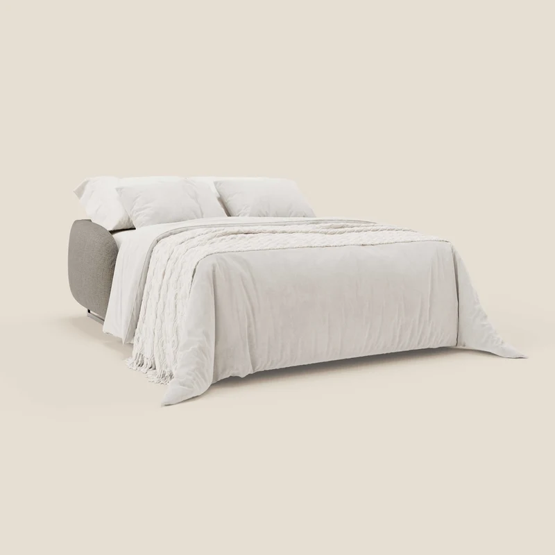 Ninfea Canapé convertible de design avec pieds hauts en métal et matelas H18 cm en tissu imperméable T03 taupe