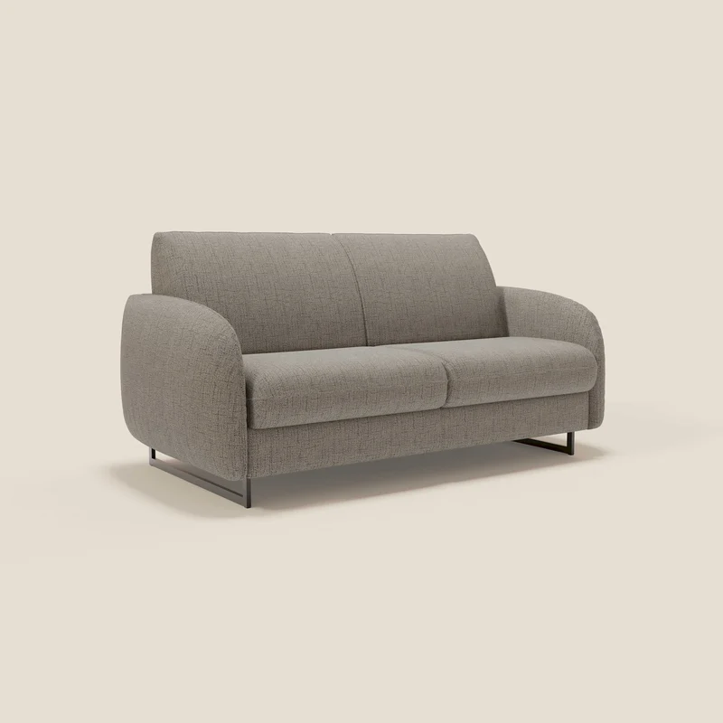 Ninfea Canapé convertible de design avec pieds hauts en métal et matelas H18 cm en tissu imperméable T03 taupe