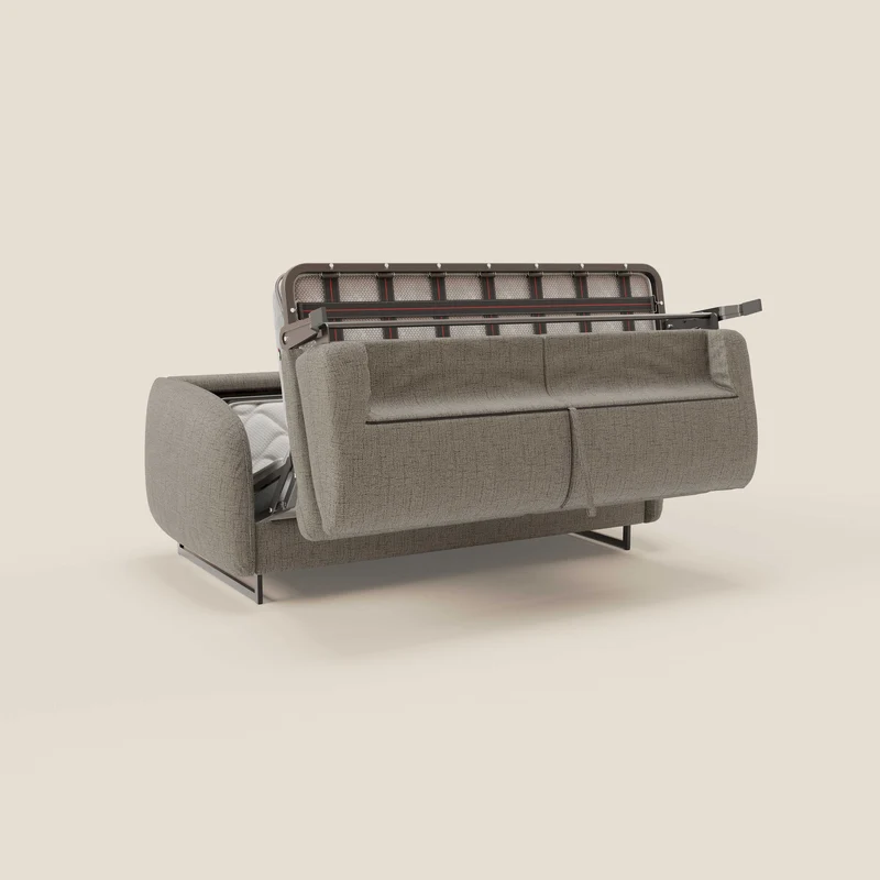 Ninfea Canapé convertible de design avec pieds hauts en métal et matelas H18 cm en tissu imperméable T03 taupe