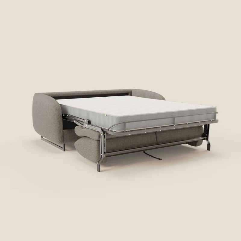 Ninfea Canapé convertible de design avec pieds hauts en métal et matelas H18 cm en tissu imperméable T03 taupe