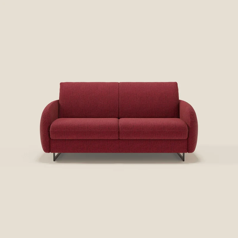 Ninfea Canapé convertible de design avec pieds hauts en métal et matelas H18 cm en tissu imperméable T03 rouge