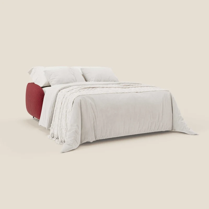 Ninfea Canapé convertible de design avec pieds hauts en métal et matelas H18 cm en tissu imperméable T03 rouge