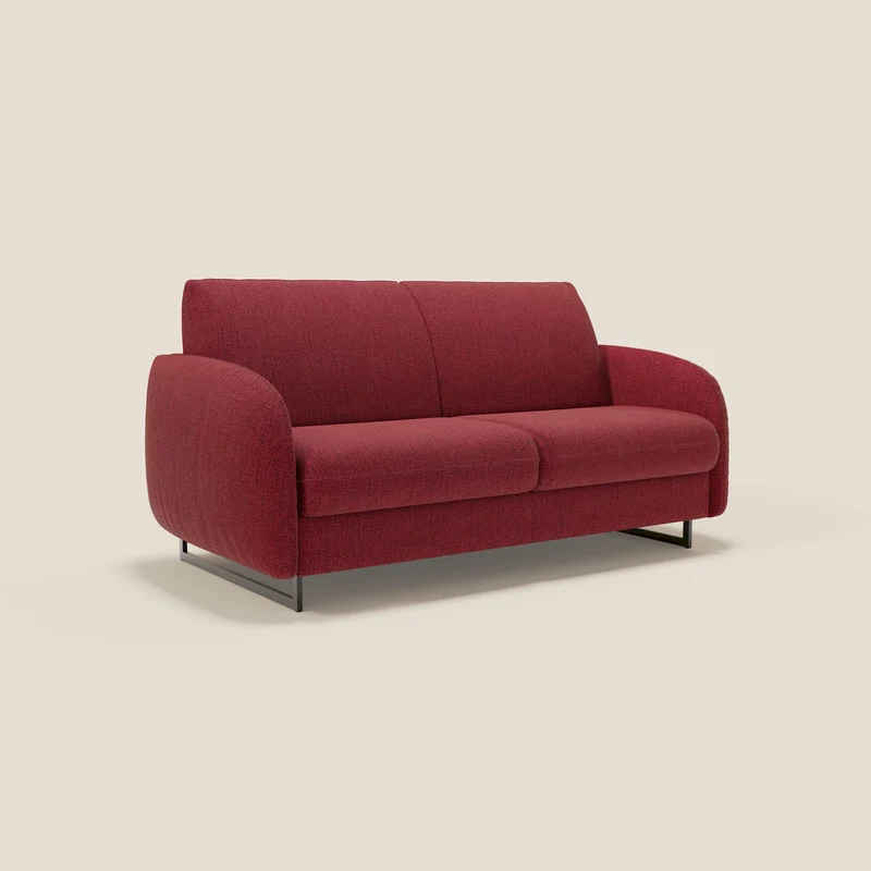 Ninfea Canapé convertible de design avec pieds hauts en métal et matelas H18 cm en tissu imperméable T03 rouge