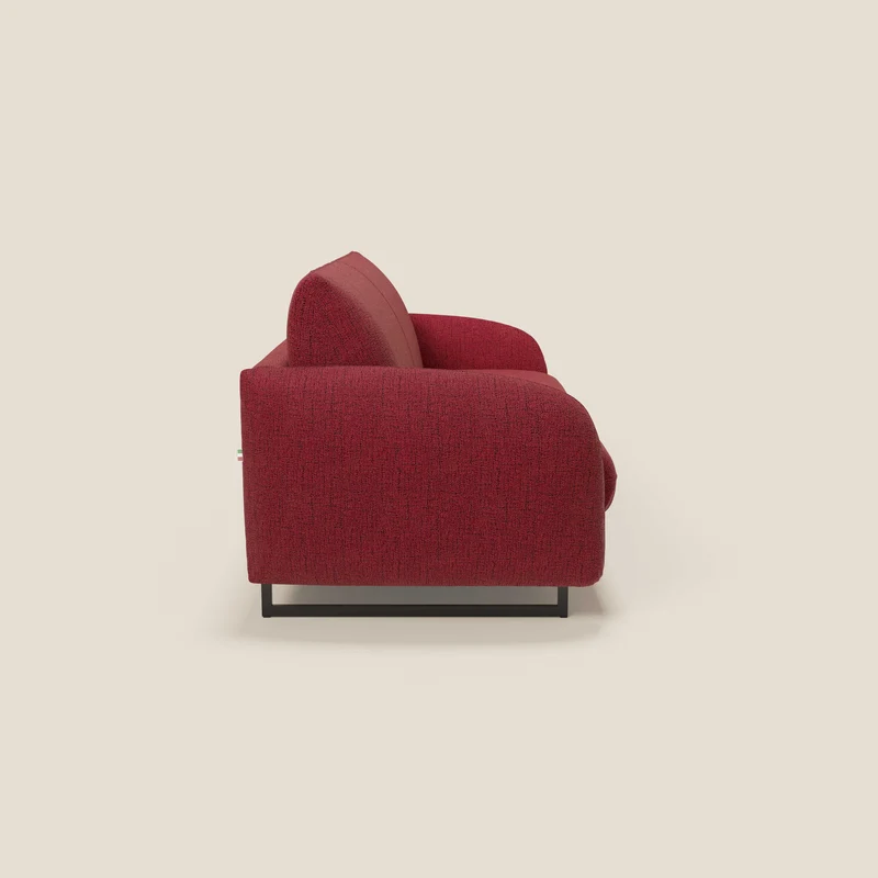 Ninfea Canapé convertible de design avec pieds hauts en métal et matelas H18 cm en tissu imperméable T03 rouge