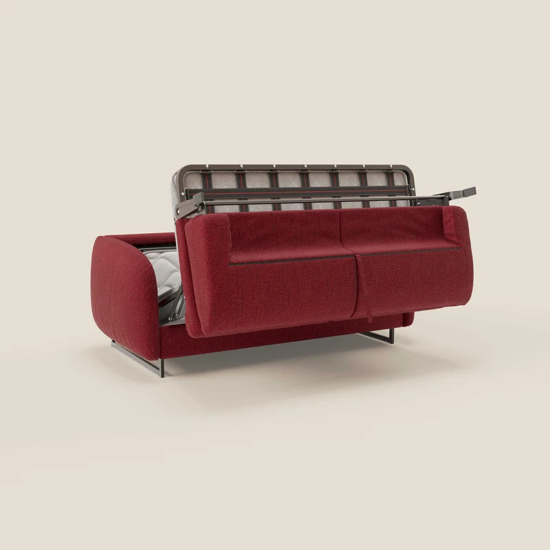 Ninfea Canapé convertible de design avec pieds hauts en métal et matelas H18 cm en tissu imperméable T03 rouge