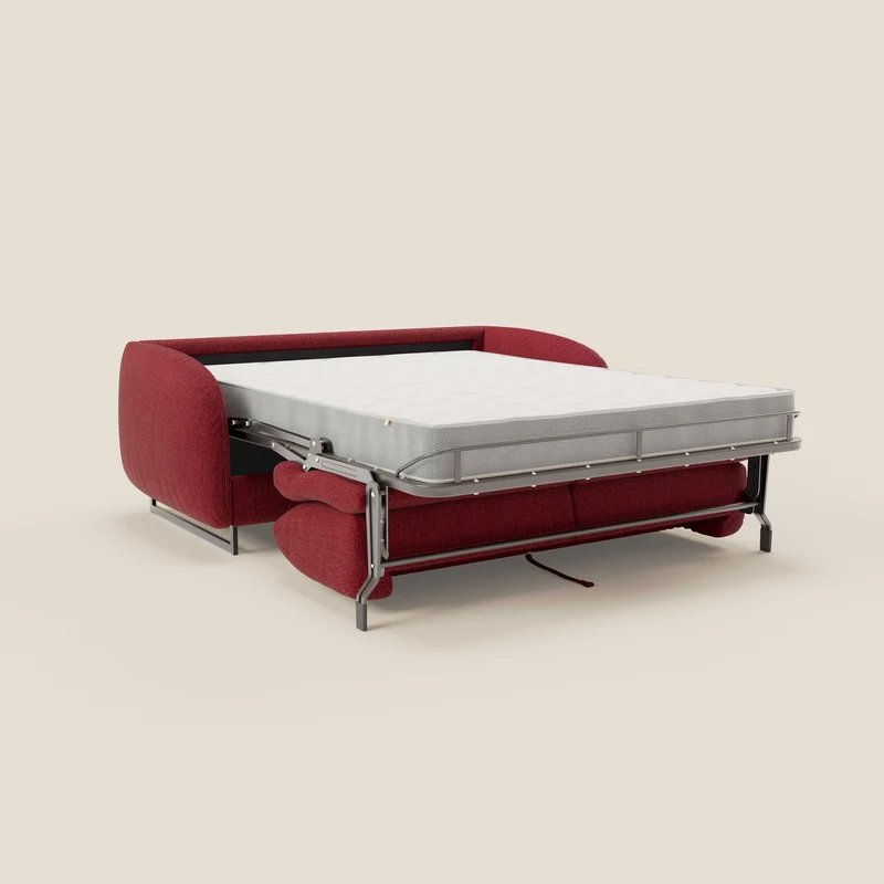 Ninfea Canapé convertible de design avec pieds hauts en métal et matelas H18 cm en tissu imperméable T03 rouge