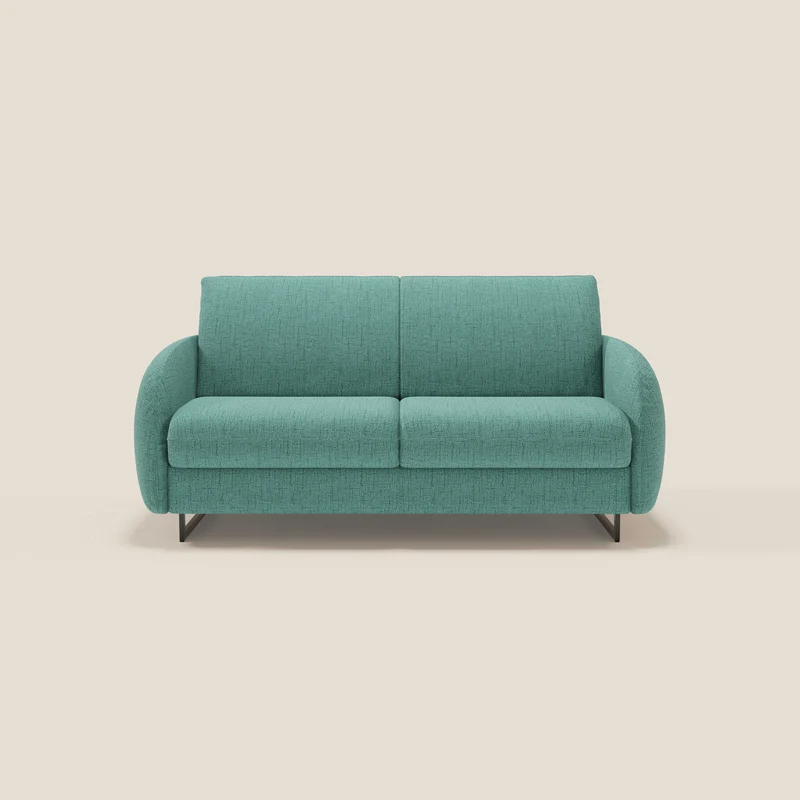Ninfea Canapé convertible de design avec pieds hauts en métal et matelas H18 cm en tissu imperméable T03 vert aquamarine