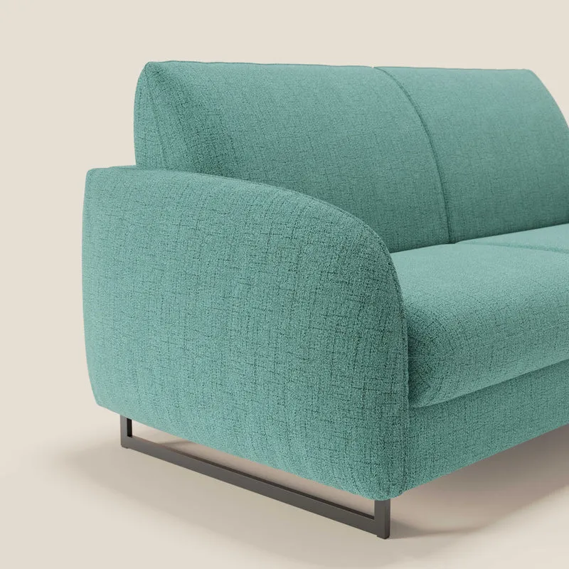 Ninfea Canapé convertible de design avec pieds hauts en métal et matelas H18 cm en tissu imperméable T03 vert aquamarine