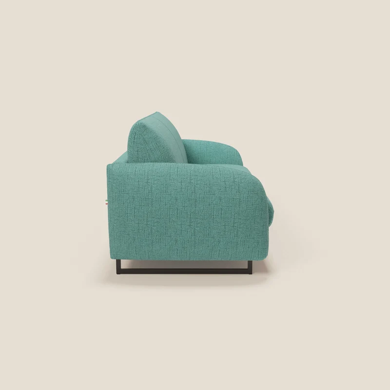 Ninfea Canapé convertible de design avec pieds hauts en métal et matelas H18 cm en tissu imperméable T03 vert aquamarine