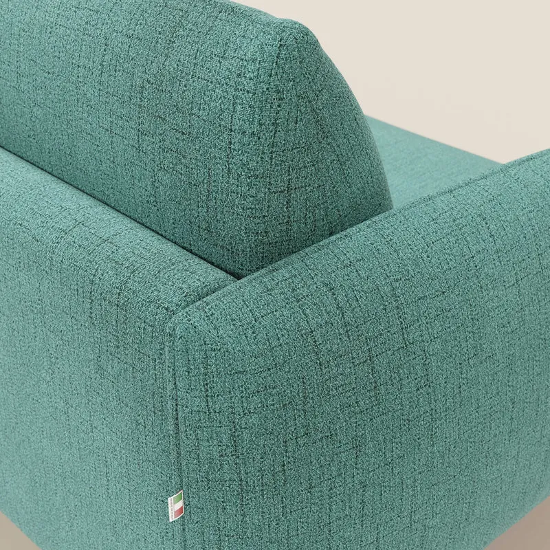 Ninfea Canapé convertible de design avec pieds hauts en métal et matelas H18 cm en tissu imperméable T03 vert aquamarine