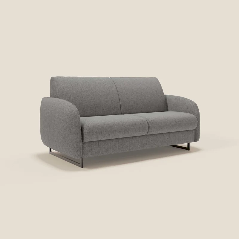 Ninfea Canapé convertible de design avec pieds hauts en métal et matelas H18 cm en tissu imperméable T03 gris
