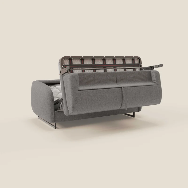 Ninfea Canapé convertible de design avec pieds hauts en métal et matelas H18 cm en tissu imperméable T03 gris