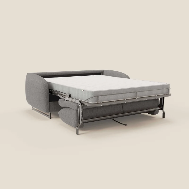 Ninfea Canapé convertible de design avec pieds hauts en métal et matelas H18 cm en tissu imperméable T03 gris