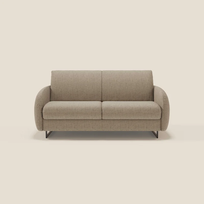 Ninfea Canapé convertible de design avec pieds hauts en métal et matelas H18 cm en tissu imperméable T03 marron