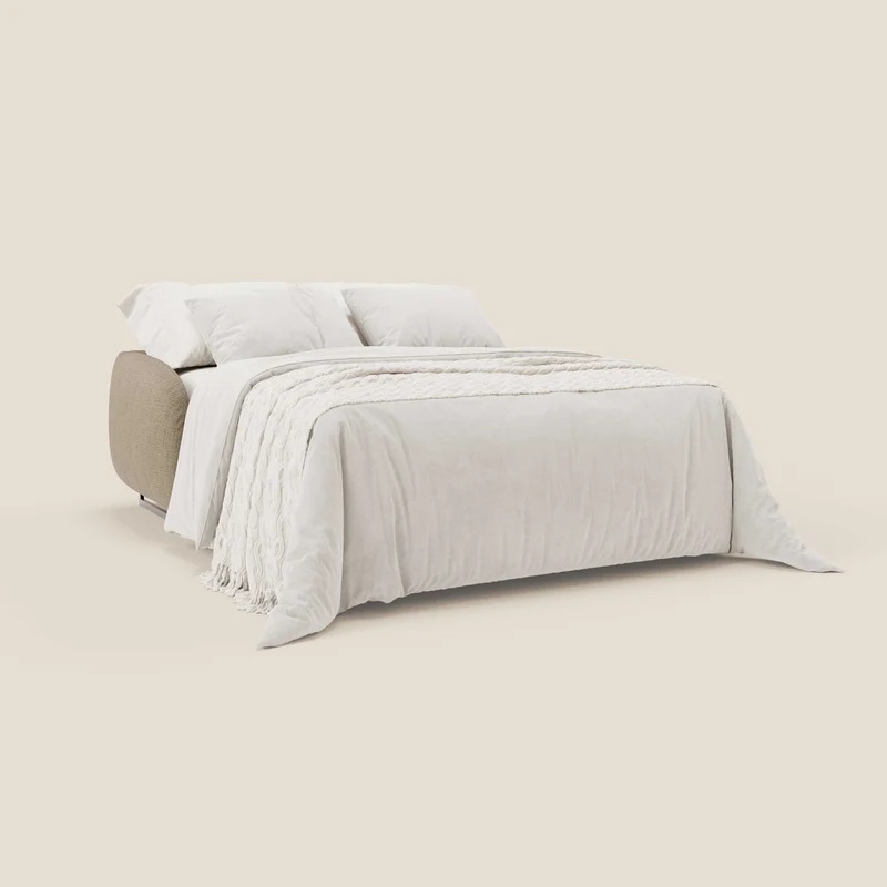 Ninfea Canapé convertible de design avec pieds hauts en métal et matelas H18 cm en tissu imperméable T03 marron