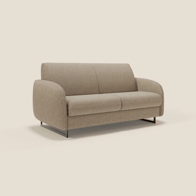 Ninfea Canapé convertible de design avec pieds hauts en métal et matelas H18 cm en tissu imperméable T03 marron