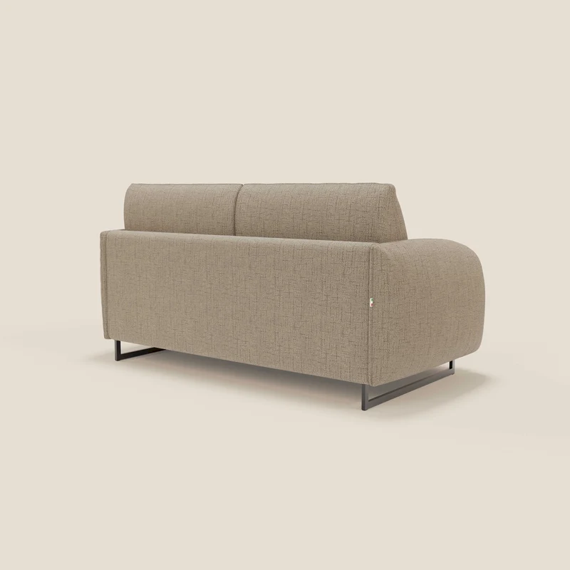 Ninfea Canapé convertible de design avec pieds hauts en métal et matelas H18 cm en tissu imperméable T03 marron