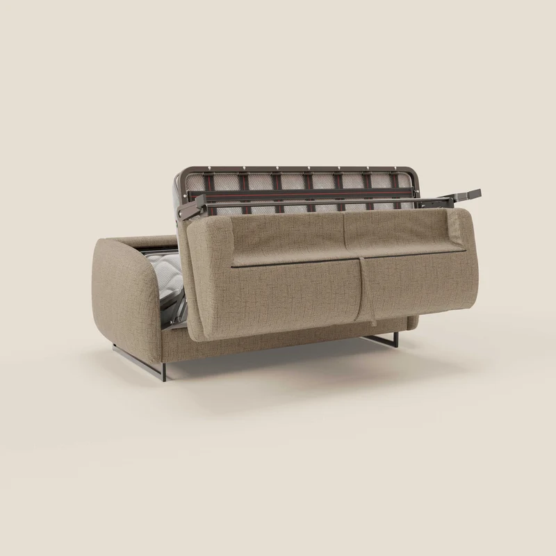 Ninfea Canapé convertible de design avec pieds hauts en métal et matelas H18 cm en tissu imperméable T03 marron