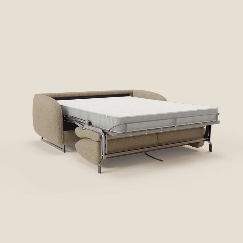 Ninfea Canapé convertible de design avec pieds hauts en métal et matelas H18 cm en tissu imperméable T03 marron