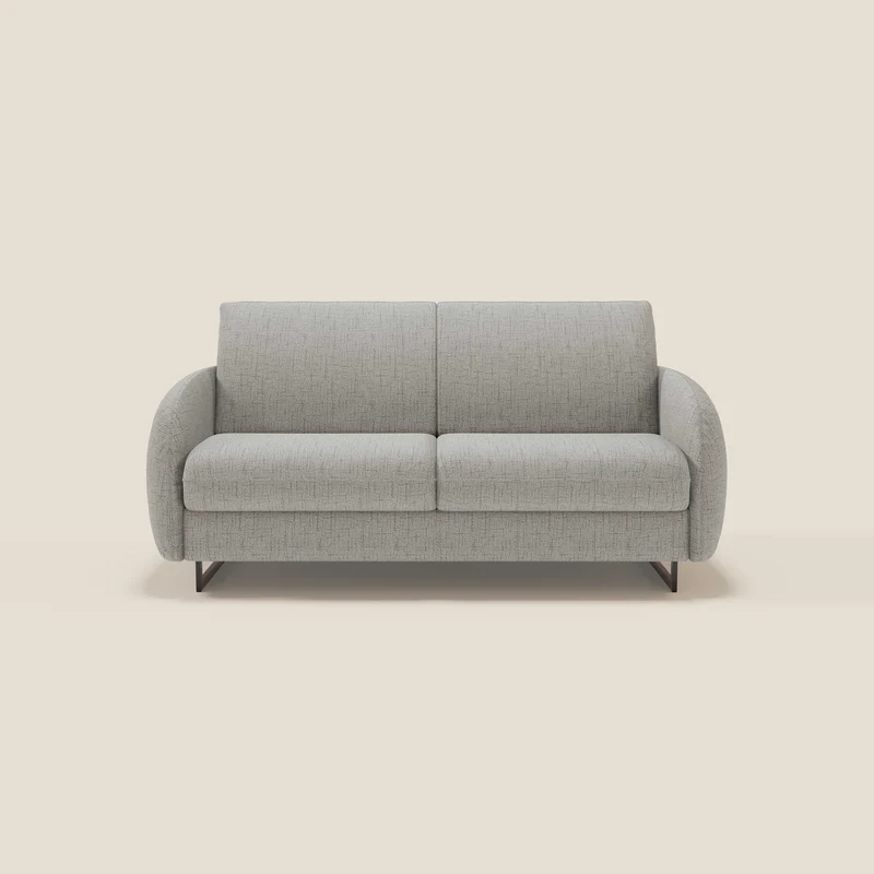 Ninfea Canapé convertible de design avec pieds hauts en métal et matelas H18 cm en tissu imperméable T03 gris clair