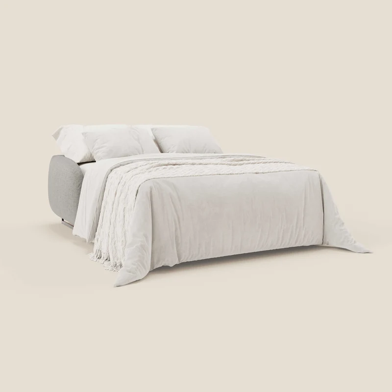 Ninfea Canapé convertible de design avec pieds hauts en métal et matelas H18 cm en tissu imperméable T03 gris clair