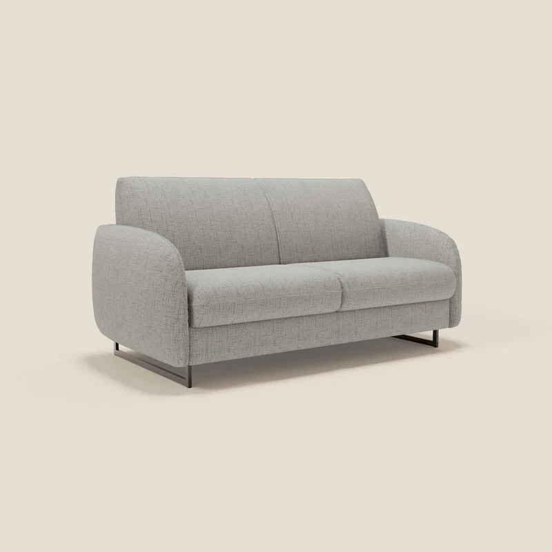 Ninfea Canapé convertible de design avec pieds hauts en métal et matelas H18 cm en tissu imperméable T03 gris clair