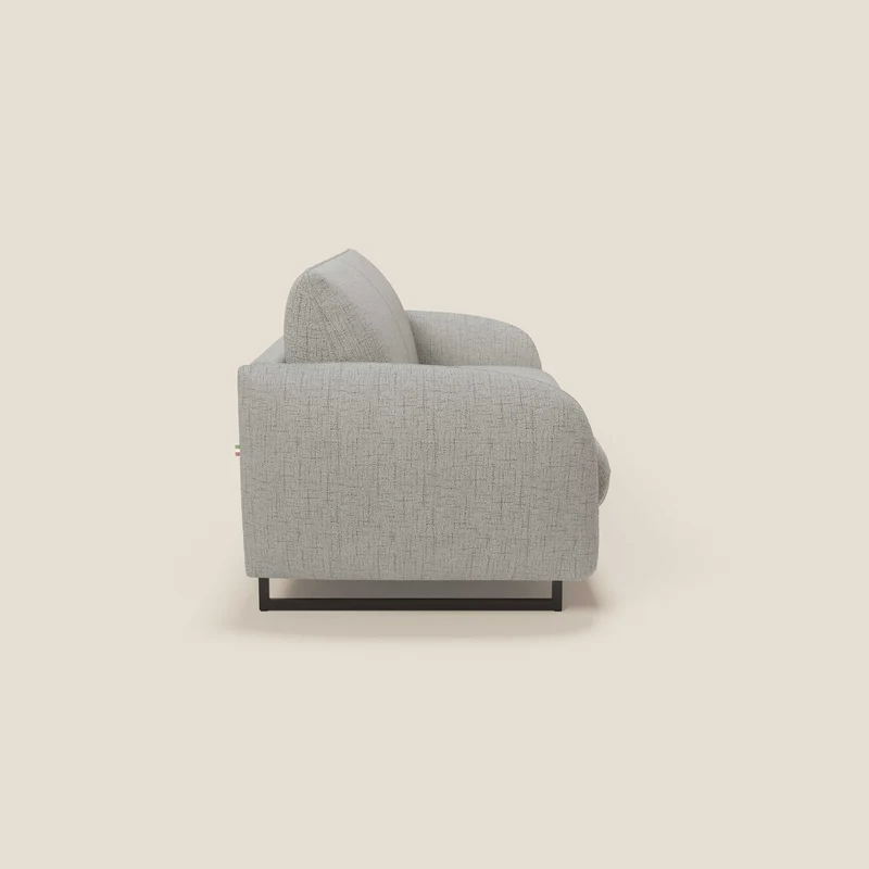 Ninfea Canapé convertible de design avec pieds hauts en métal et matelas H18 cm en tissu imperméable T03 gris clair