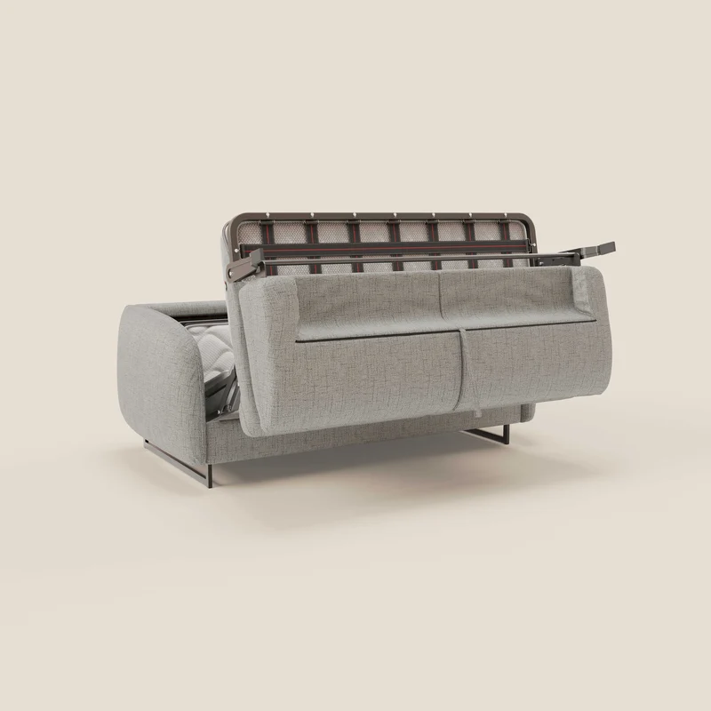 Ninfea Canapé convertible de design avec pieds hauts en métal et matelas H18 cm en tissu imperméable T03 gris clair