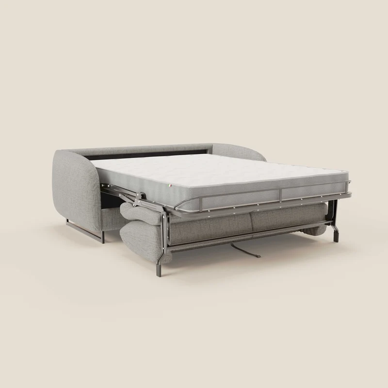 Ninfea Canapé convertible de design avec pieds hauts en métal et matelas H18 cm en tissu imperméable T03 gris clair