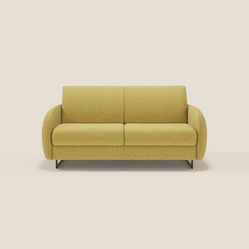Ninfea Canapé convertible de design avec pieds hauts en métal et matelas H18 cm en tissu imperméable T03 jaune