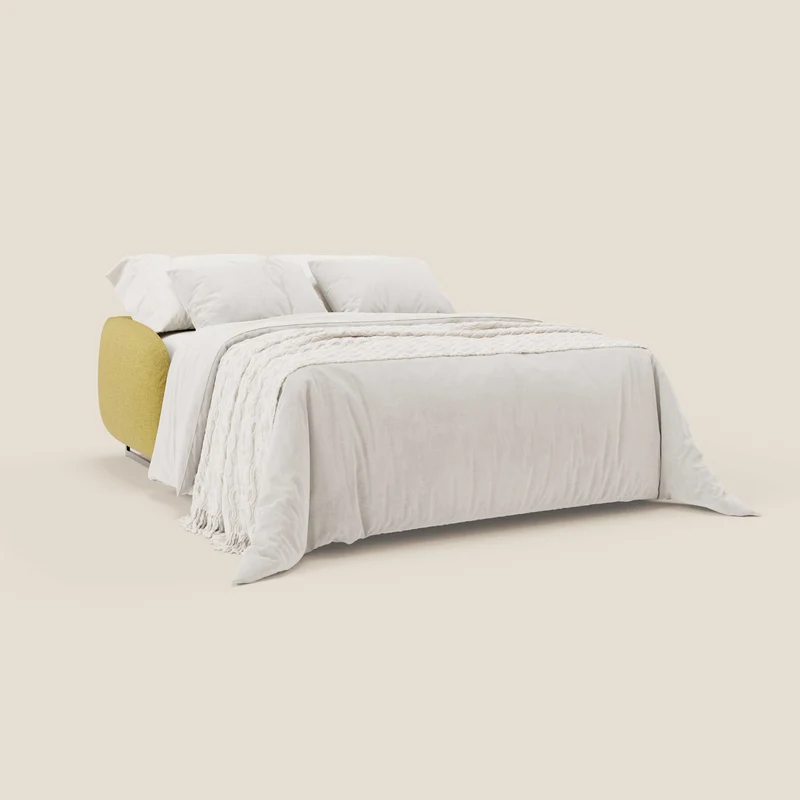 Ninfea Canapé convertible de design avec pieds hauts en métal et matelas H18 cm en tissu imperméable T03 jaune