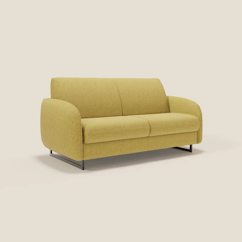 Ninfea Canapé convertible de design avec pieds hauts en métal et matelas H18 cm en tissu imperméable T03 jaune