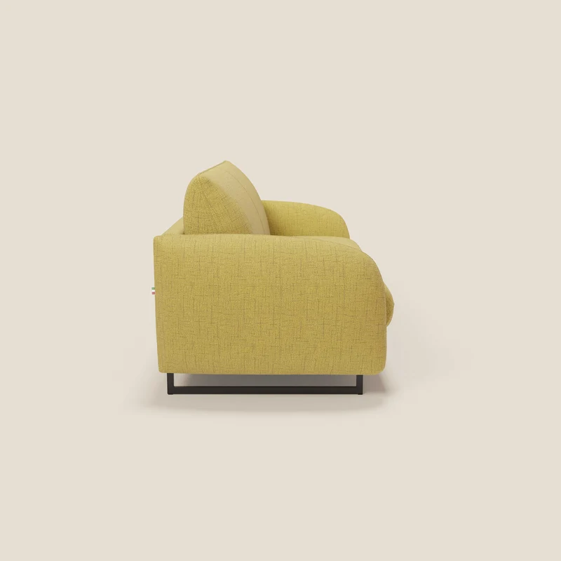 Ninfea Canapé convertible de design avec pieds hauts en métal et matelas H18 cm en tissu imperméable T03 jaune