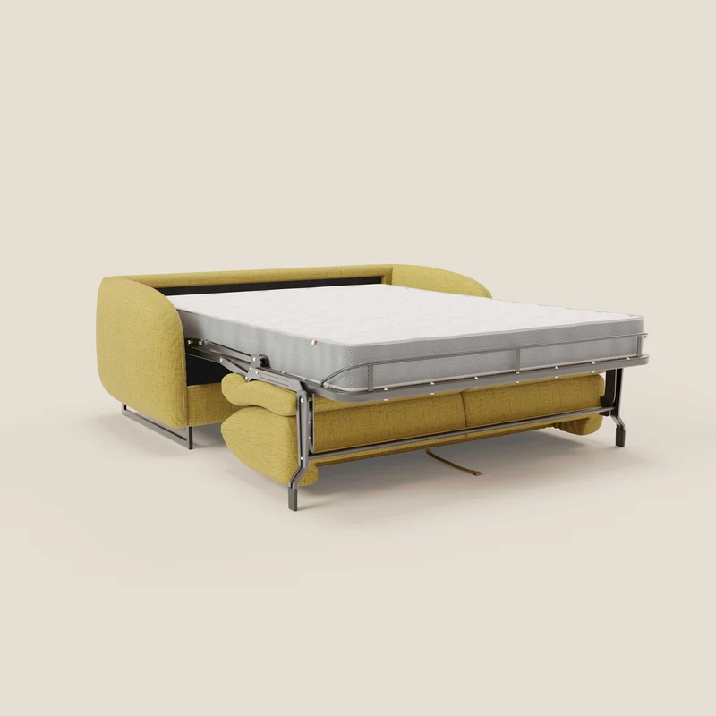 Ninfea Canapé convertible de design avec pieds hauts en métal et matelas H18 cm en tissu imperméable T03 jaune