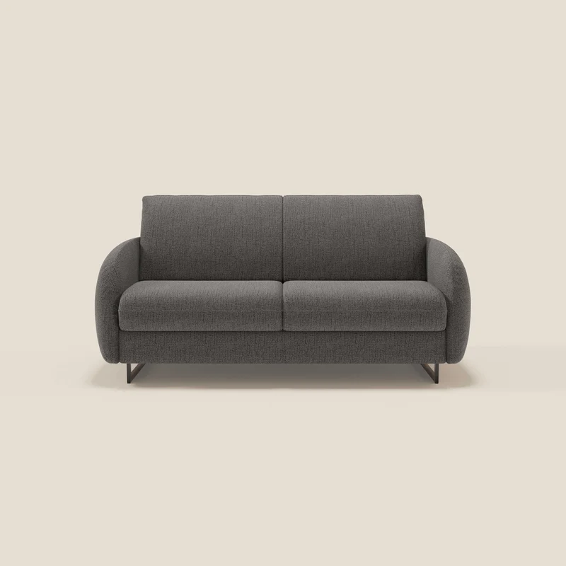 Ninfea Canapé convertible de design avec pieds hauts en métal et matelas H18 cm en tissu imperméable T03 anthracite