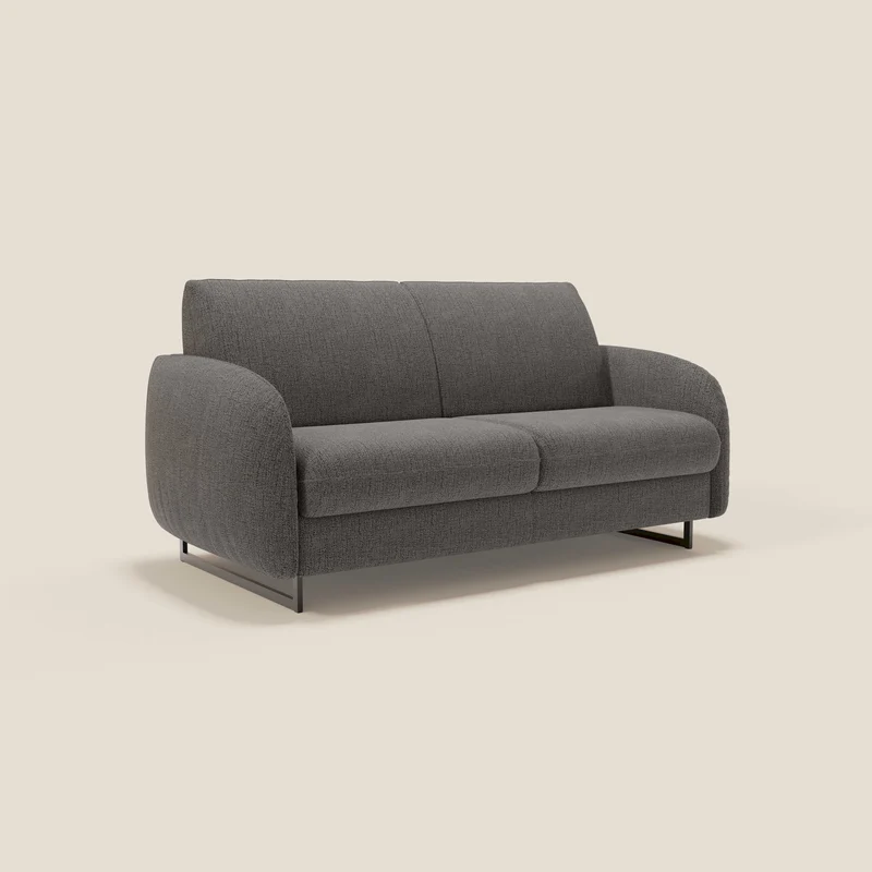 Ninfea Canapé convertible de design avec pieds hauts en métal et matelas H18 cm en tissu imperméable T03 anthracite