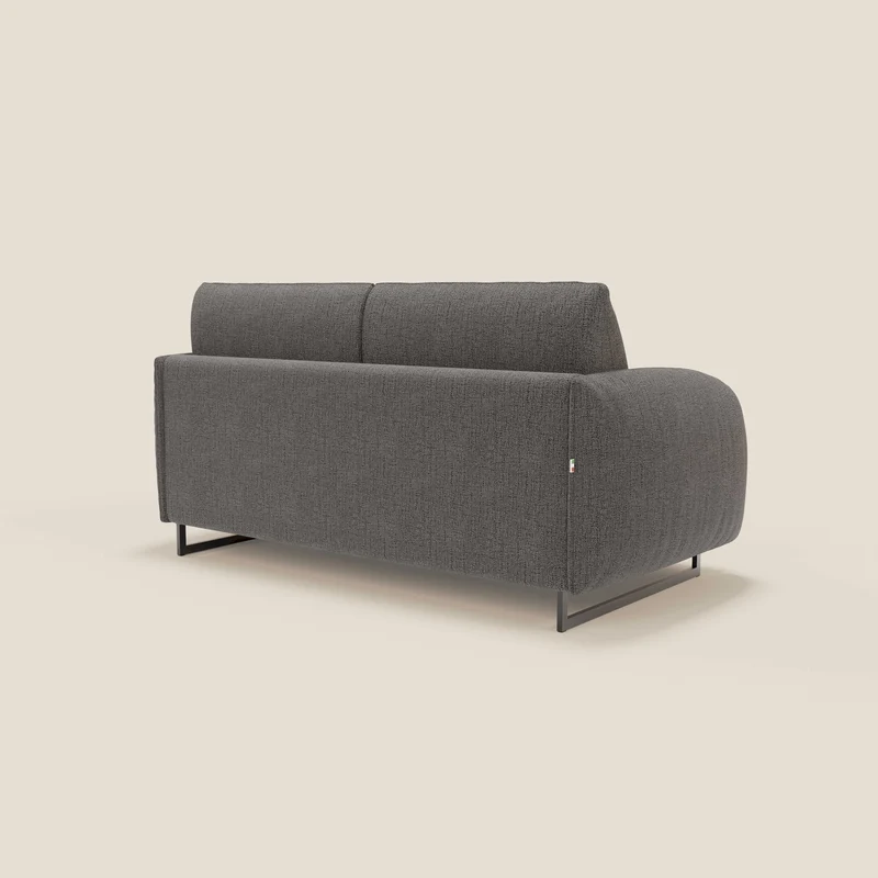 Ninfea Canapé convertible de design avec pieds hauts en métal et matelas H18 cm en tissu imperméable T03 anthracite