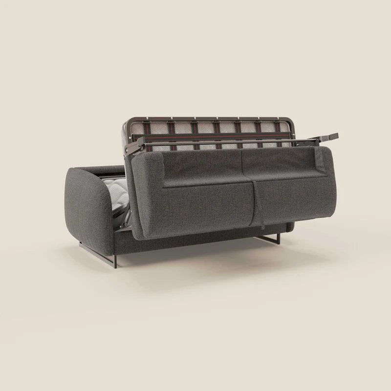 Ninfea Canapé convertible de design avec pieds hauts en métal et matelas H18 cm en tissu imperméable T03 anthracite