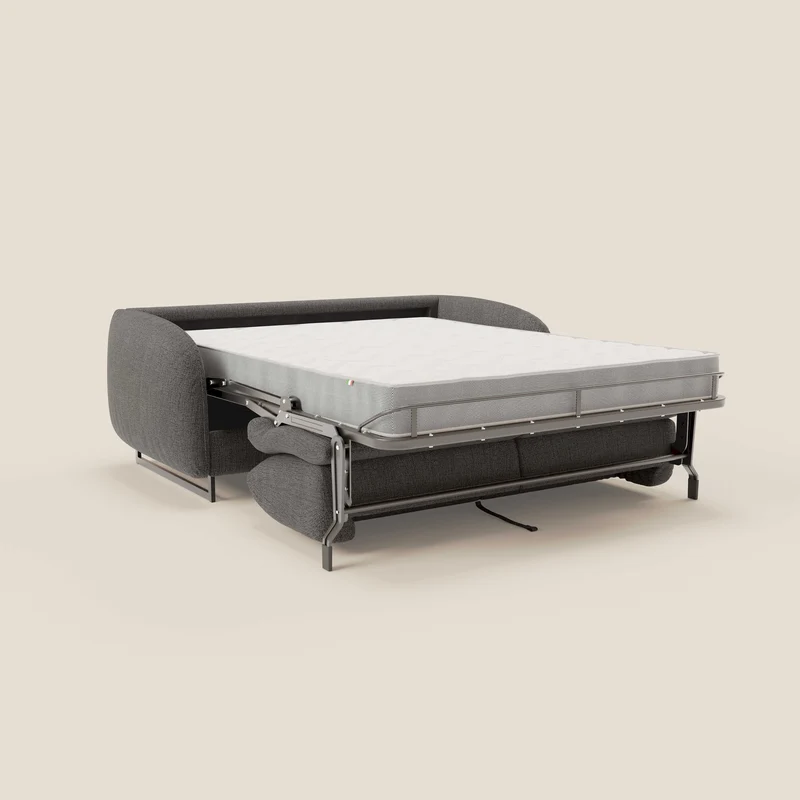 Ninfea Canapé convertible de design avec pieds hauts en métal et matelas H18 cm en tissu imperméable T03 anthracite