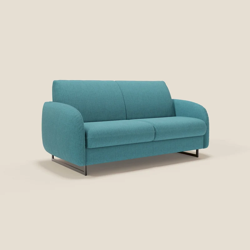 Ninfea Canapé convertible de design avec pieds hauts en métal et matelas H18 cm en tissu imperméable T03 bleu ciel