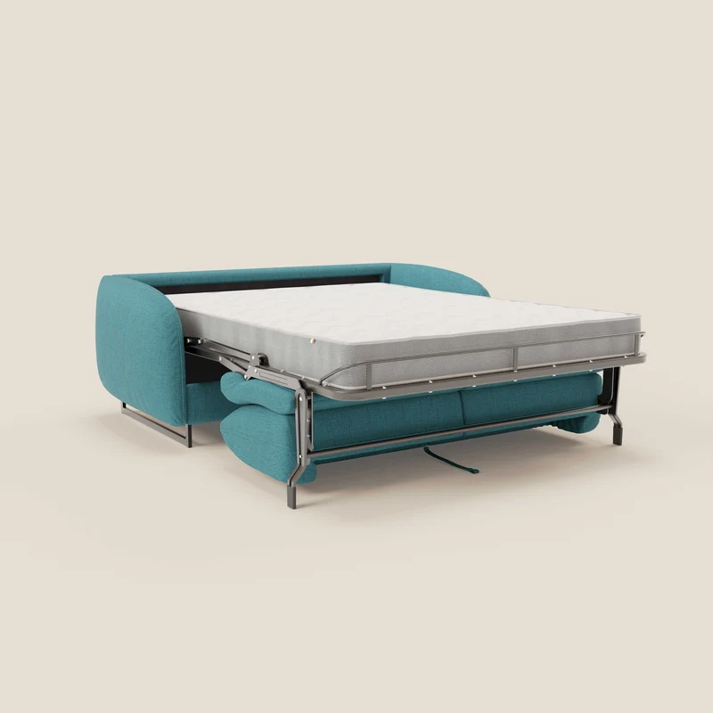 Ninfea Canapé convertible de design avec pieds hauts en métal et matelas H18 cm en tissu imperméable T03 bleu ciel