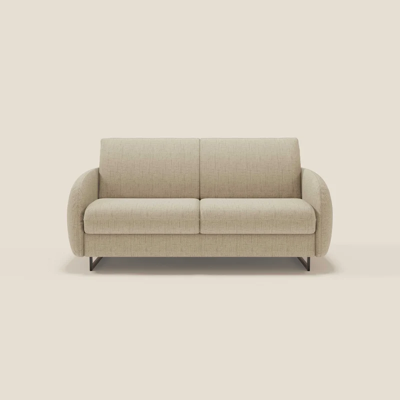 Ninfea Canapé convertible de design avec pieds hauts en métal et matelas H18 cm en tissu imperméable T03 beige