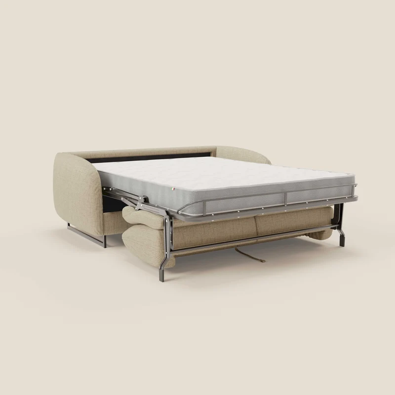 Ninfea Canapé convertible de design avec pieds hauts en métal et matelas H18 cm en tissu imperméable T03 beige
