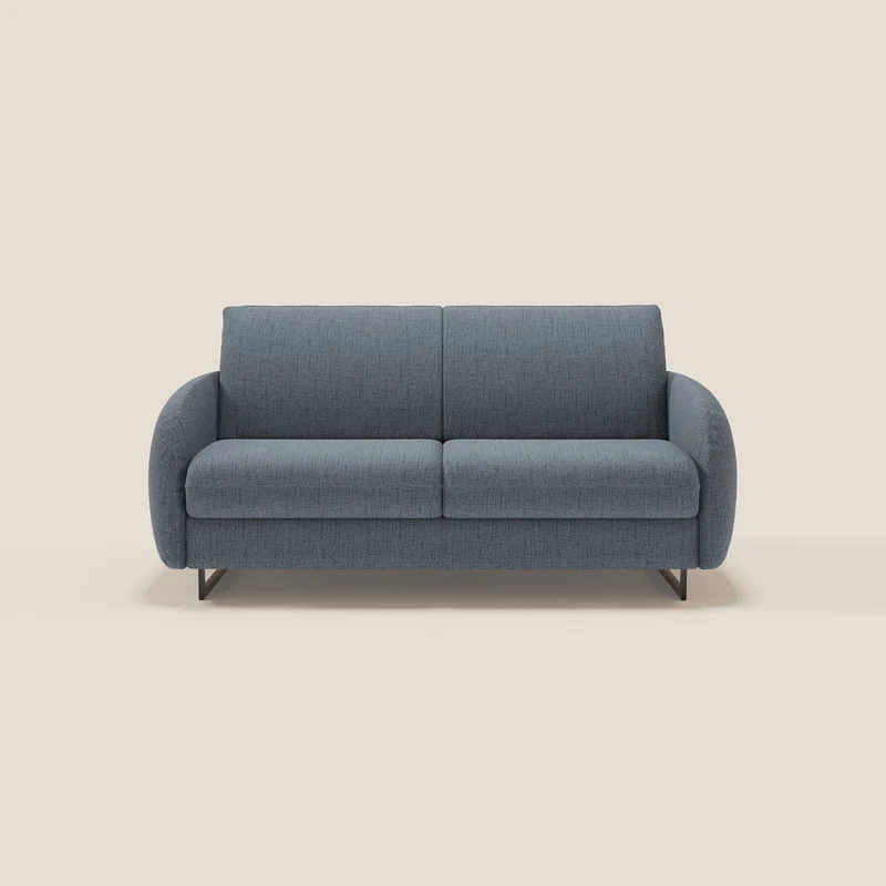 Ninfea Canapé convertible de design avec pieds hauts en métal et matelas H18 cm en tissu imperméable T03 bleu